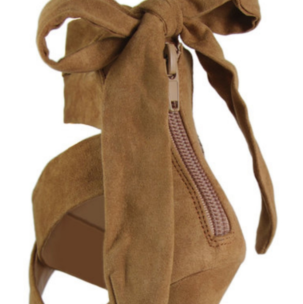 SOLD SOLD SOLD Tan Suede Tie Stilletto Heels 9 - Picture 3 of 3
